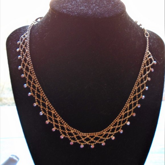 Gorgoeus Givenchy Vintage Lattice Crystal Choker Necklace in gold tone - Picture 1 of 5